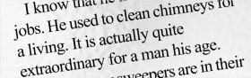 1. 假設你正在讀這一個句子「他過去以清掃煙囪為生」，但你不確定煙囪的意思。